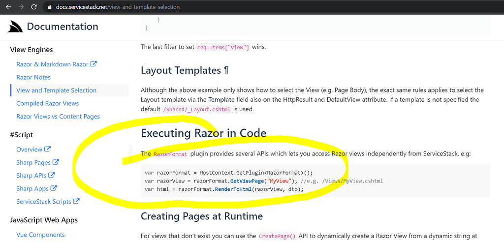 Loading Razor views programmtically in netcore - Razor 